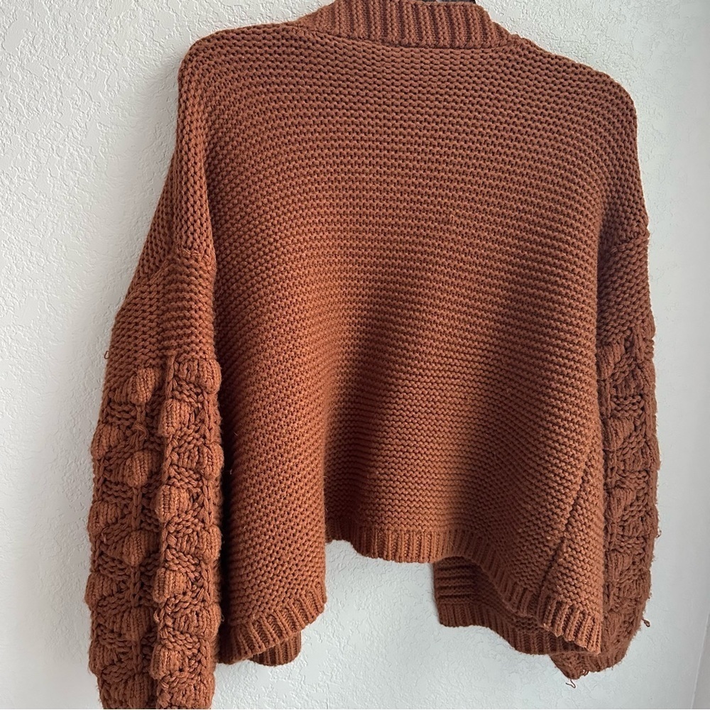 Alya Rust Orange Chunky Knit Open Cardigan - Picture 2 of 10